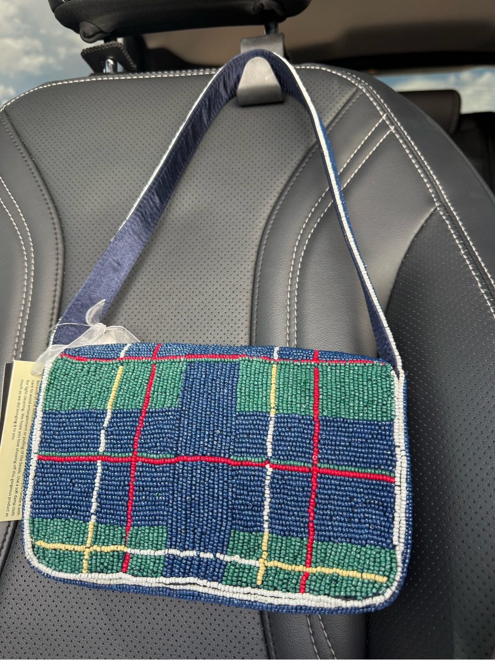 BNWT Beaded Teddy Bear plaid Shoulder Bag - Picture 3 of 3